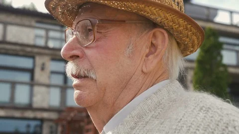 Senior old gray-haired man Video stock 116307713