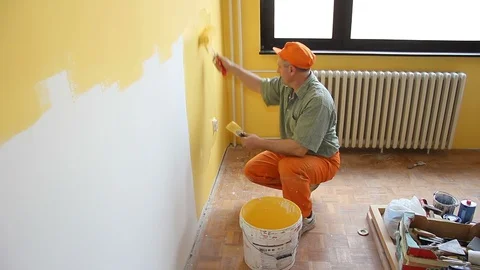 Senior painter in action Stock Footage 127393709