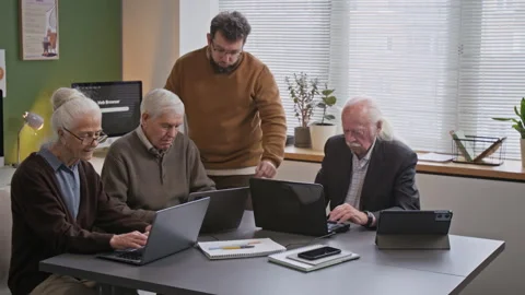 Senior People Attending Computer Literacy Classes Stock Footage 333705017