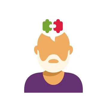 Senior person experiencing memory loss connecting puzzle pieces Illustrazione stock