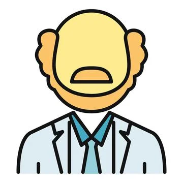 Senior professional man avatar flat line icon design Stock Illustration