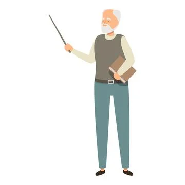 Senior professor holding book explaining lesson using stick in university 스톡 일러스트