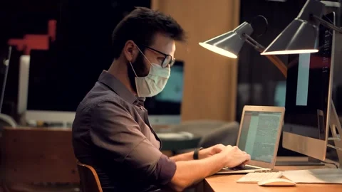 Senior Programming On Laptop.Programmer Design Internet Online App. Stock Footage 146034427