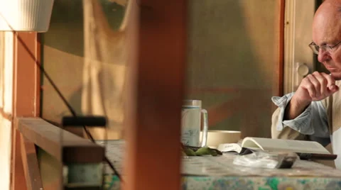 Senior reading book Stock-Footage 34405339