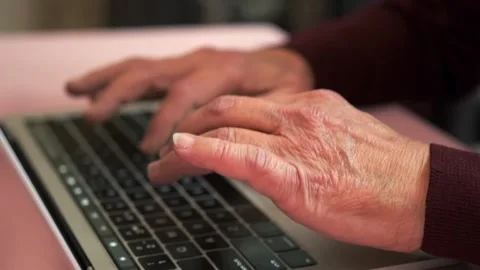 Senior Review Activity, Elderly Person Scrutinizing Online Financial Statements Stock-Footage 326866976