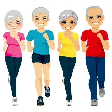 Senior Runner Group Stock Illustration