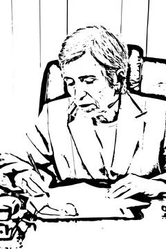 Senior sales representative taking notes Sketch vector Sketch vector Stock Illustration