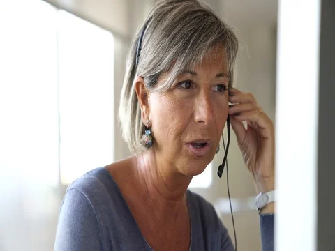 Senior sales representative working in office Stock Footage
