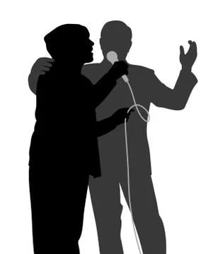 Senior singing duet Stock Illustration