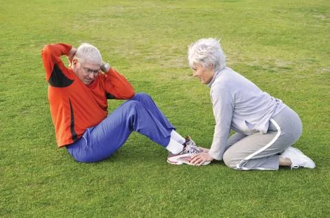 Senior sit ups 写真素材