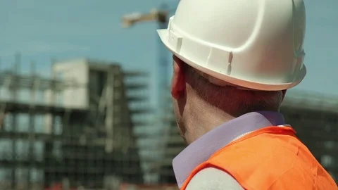 Senior site manager checks the work on site Video stock 71891016