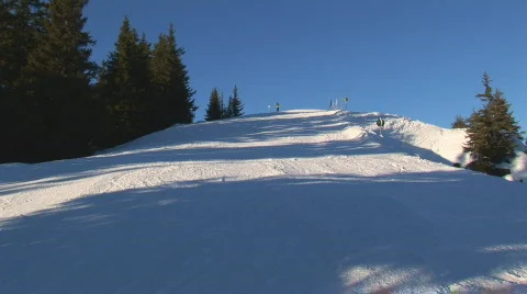 Senior skier on empty slope Stock Footage 92439