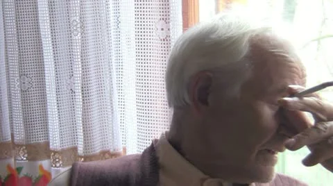 Senior smoking Stock Footage 10893230