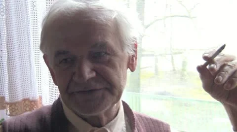 Senior smoking Stock Footage 10893345