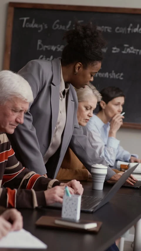 Senior Students Learning with Black Female Teacher Stock Footage 329288204