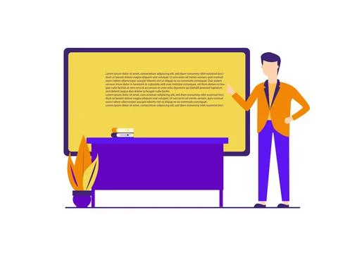 Senior Teacher Teaching in Classroom Stock Illustration
