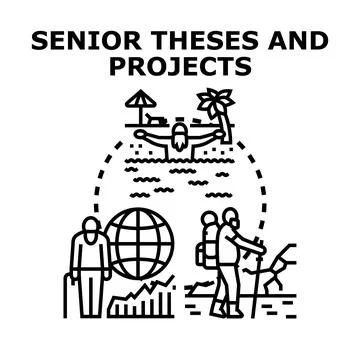 Senior theses and projects concept illustrating future plans and experiences Stock Illustration