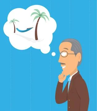 Senior thinking of retirement Illustrazione stock