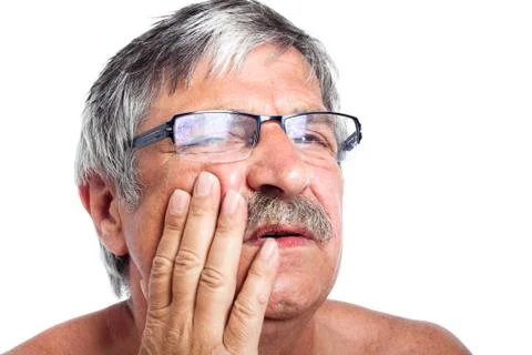 Senior with toothache Stock Photos