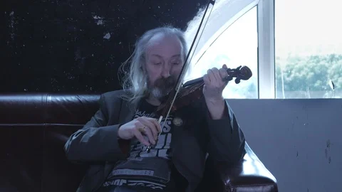 Senior violinist sat Video stock 111550128