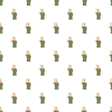 Senior woman remembering memory thinking seamless pattern Stock Illustration