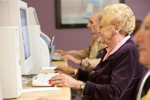 Senior woman using computer Stock Photos