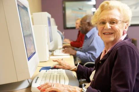 Senior woman using computer Stock Photos
