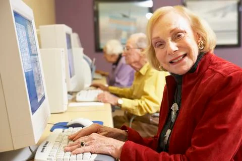 Senior woman using computer Stock Photos
