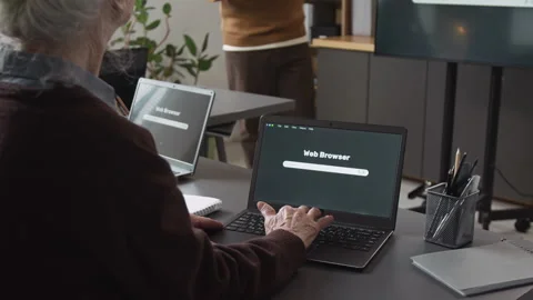 Senior Woman Using Search Engine in Computer Literacy Class Stock Footage 333704649