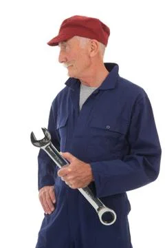Senior worker with wrench Foto stock
