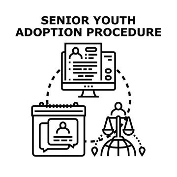 Senior youth adoption procedure process and legal support Stock Illustration