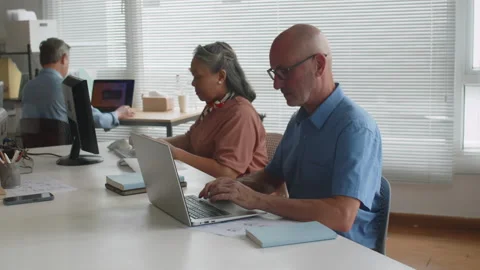 Seniors Attending Group Computer Class Stock Footage 263698276