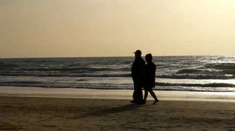Seniors on the beach at sunset Vidéo 22539751
