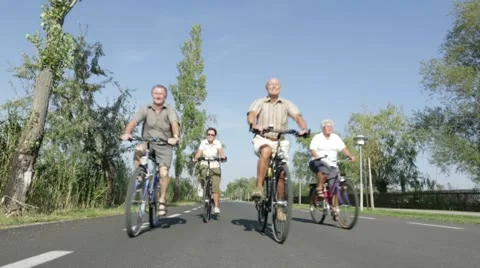 Seniors biking Stock Footage 12134587