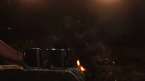 Seniors camping at night Stock Footage 222574555