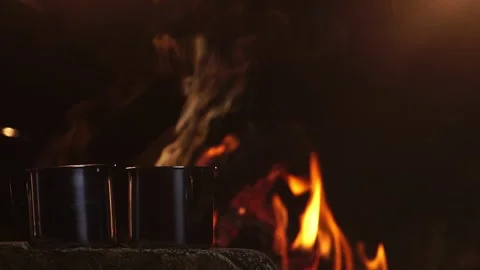 Seniors camping at night Видео 222574881