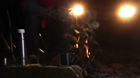 Seniors camping at night Stockbeeldmateriaal 222576592
