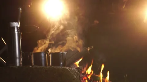 Seniors camping at night Stock Footage 222577053