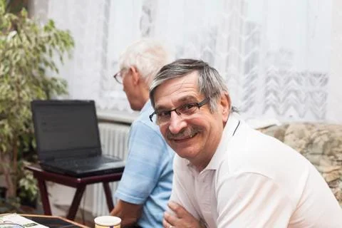 Seniors computer learning Stock Photos