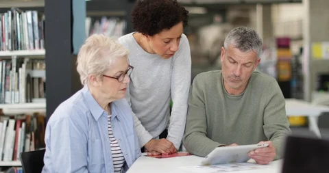 Seniors on computer skills course Stock Footage 86493034