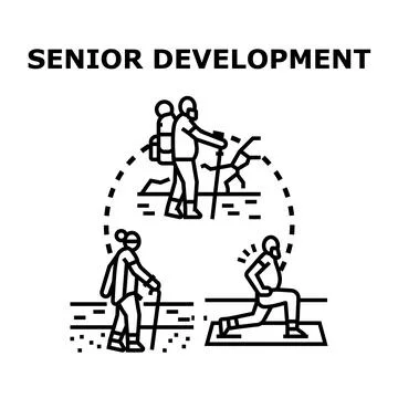 Seniors developing active lifestyle and well being concept Stock Illustration