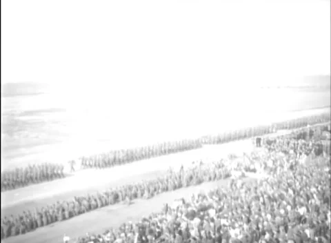 SENNELAGER - 1949: Massed troops - Columns fill parade lanes Stock Footage 344494318