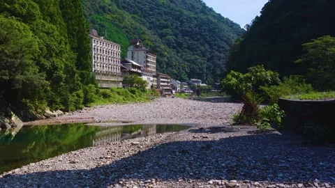 Senninburo, Hot Spring Geothermal River in Mountains of Wakayama Japan Stock Footage 345365407