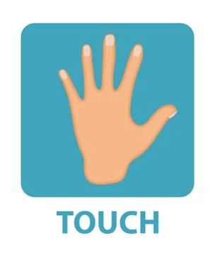 Sense of touch icon flat style. Hand. Isolated on white background. Vector Stock Illustration