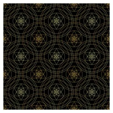 A senseless Golden pattern isolated on a black background. Illustrazione stock