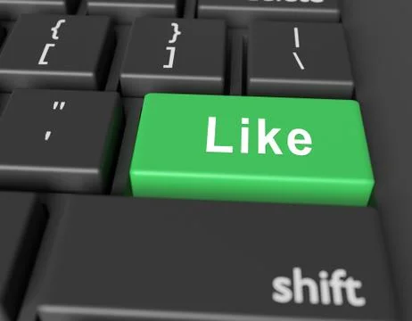 Senses concept. Word Like on button of computer keyboard Stock Illustration
