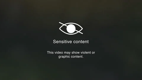 Sensitive Content and Graphic Violent Text Animation with Blurred Video Video stock 156448761