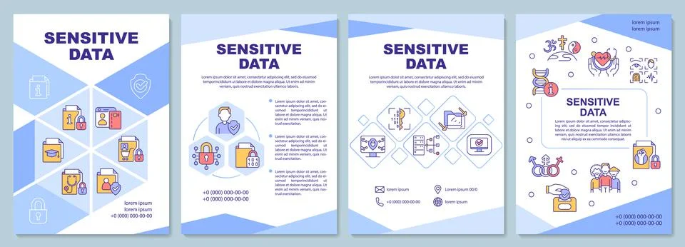 Sensitive data blue brochure template Illustrazione stock