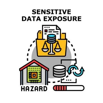 Sensitive data exposure and information security hazard Stock Illustration