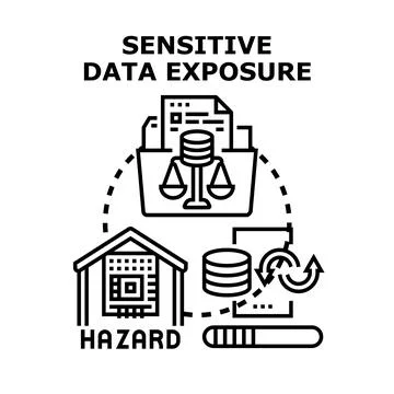Sensitive data exposure and information security hazard Stock Illustration